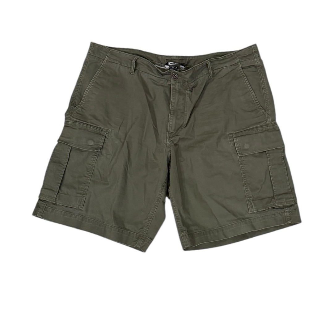 Lands End Cargo Shorts Olive‎ Green Utility Pockets casual flat front sz 44